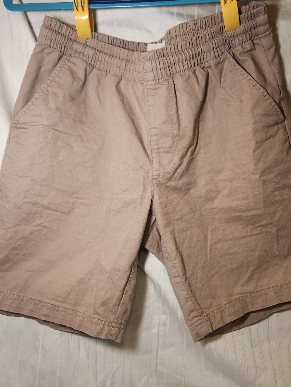 Pact Earth's Favorite Men's Organic Cotton Elastic Waist Canvas Shorts Taupe Siz